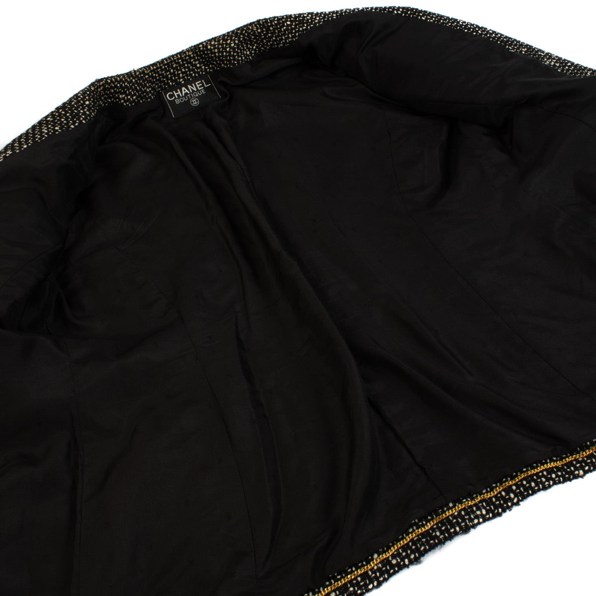 Buy authentic second hand Chanel Black and White Tweed Classic Jacket at Labellov.com