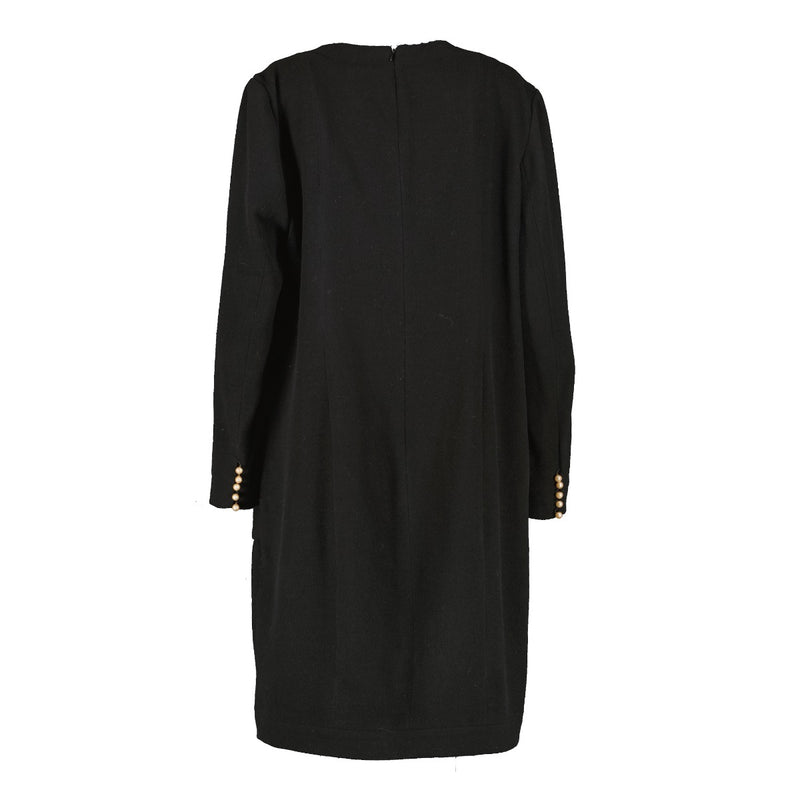 Chanel Vintage Black Pearl Button Dress