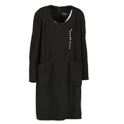 Chanel Vintage Black Pearl Button Dress