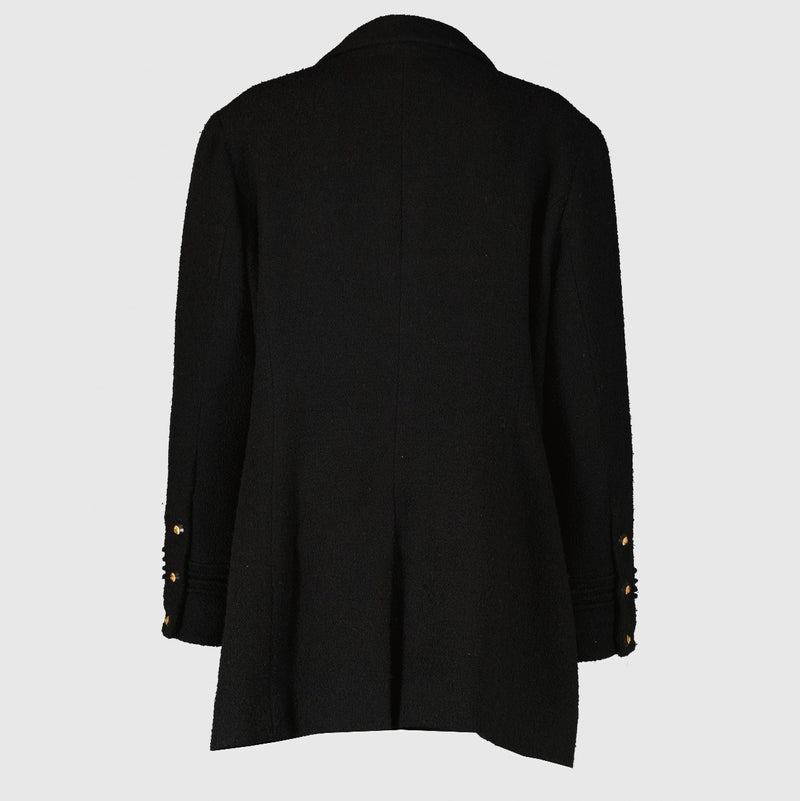 Chanel Vintage Zwart Wollen Tweed Jasje