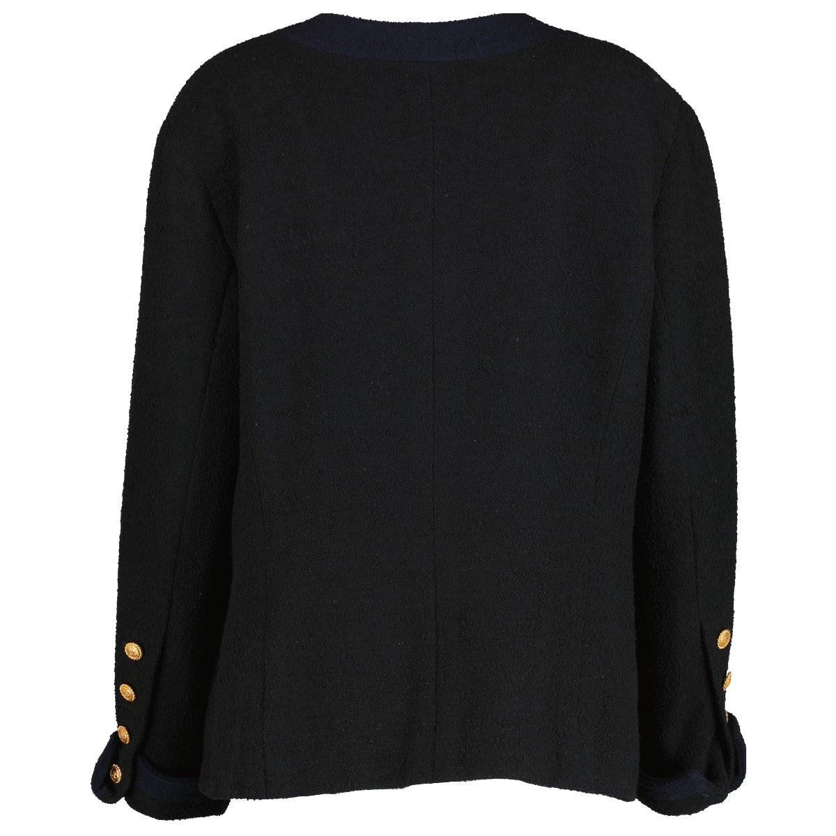 Chanel Vintage Black/Blue Tweed Jacket - Size 44