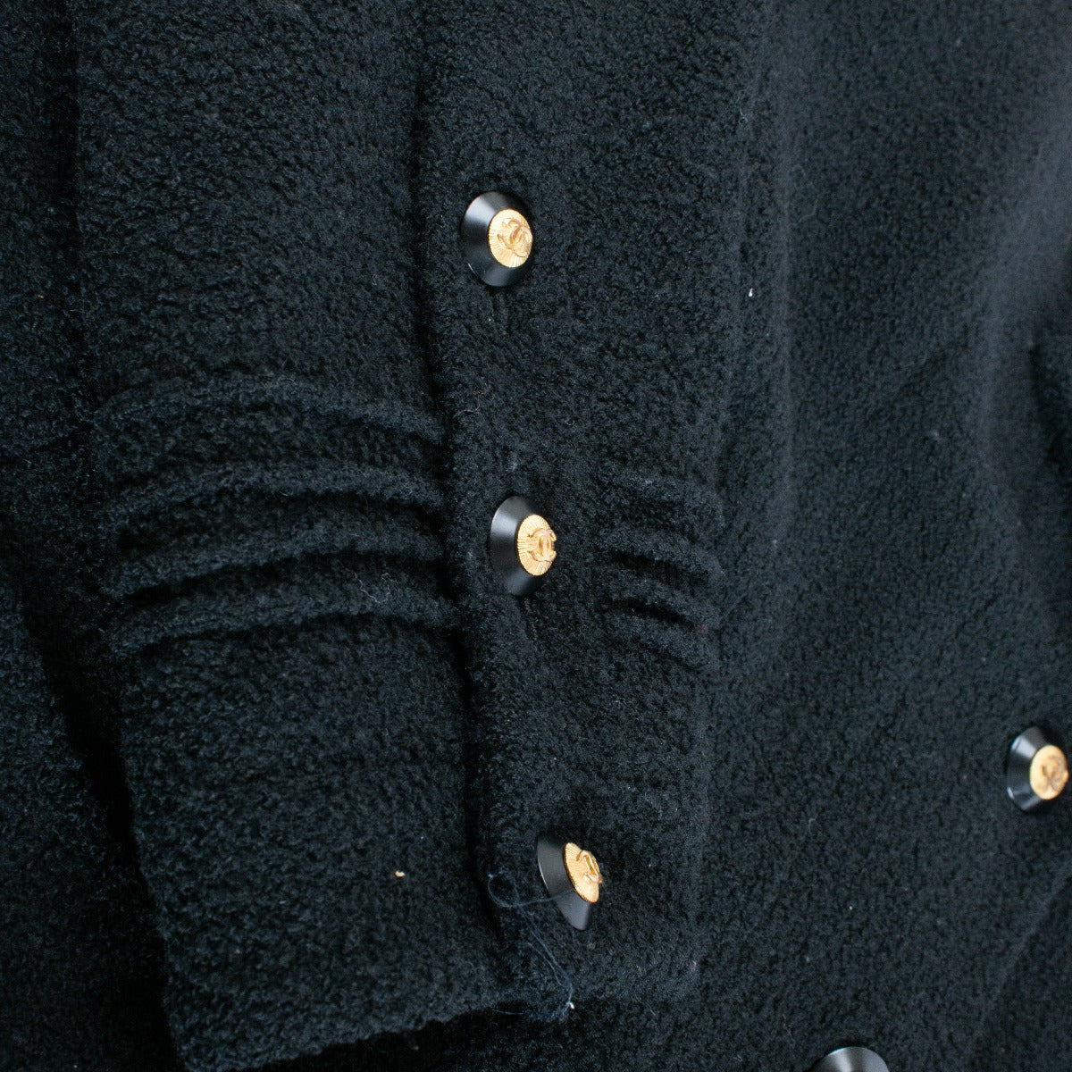Chanel Vintage Black Wool Tweed Jacket