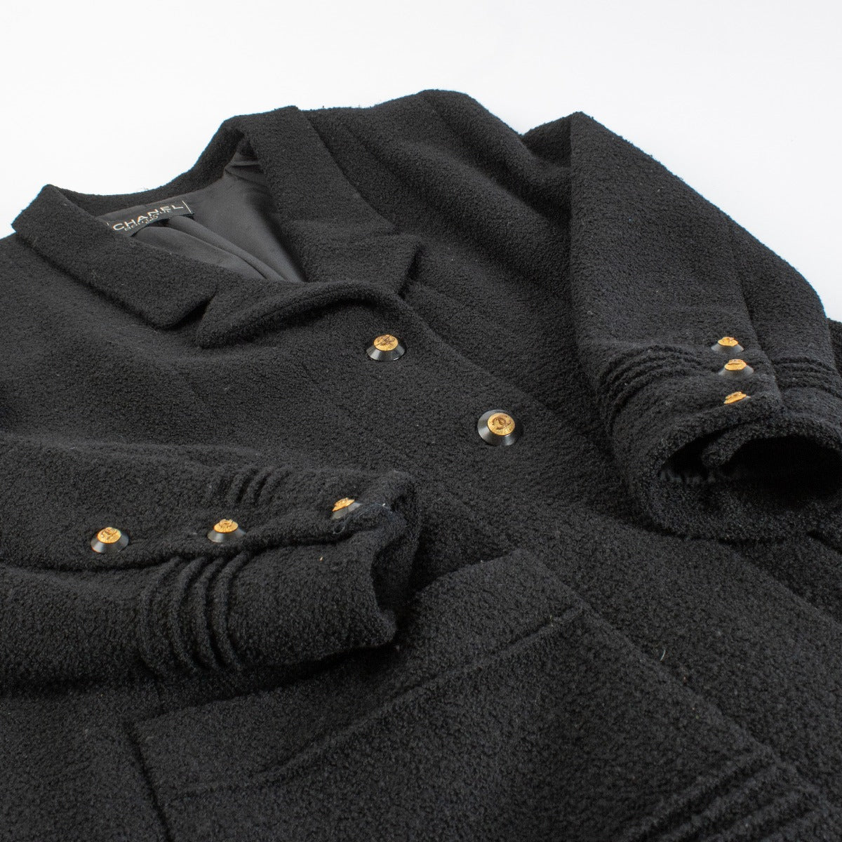 Chanel Vintage Black Wool Tweed Jacket