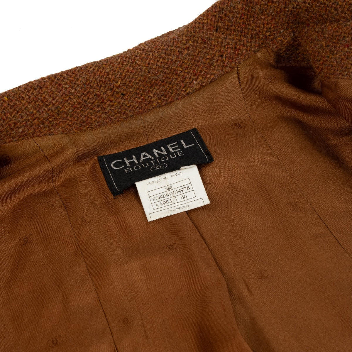 Buy authentic second hand Chanel 96A Brown Tweed Jacket at Labellov.com