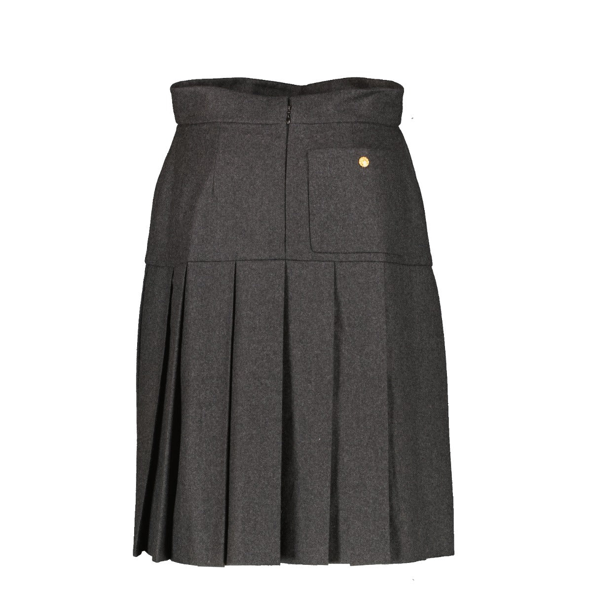 Chanel Vintage Grey Wool Pleated Skirt