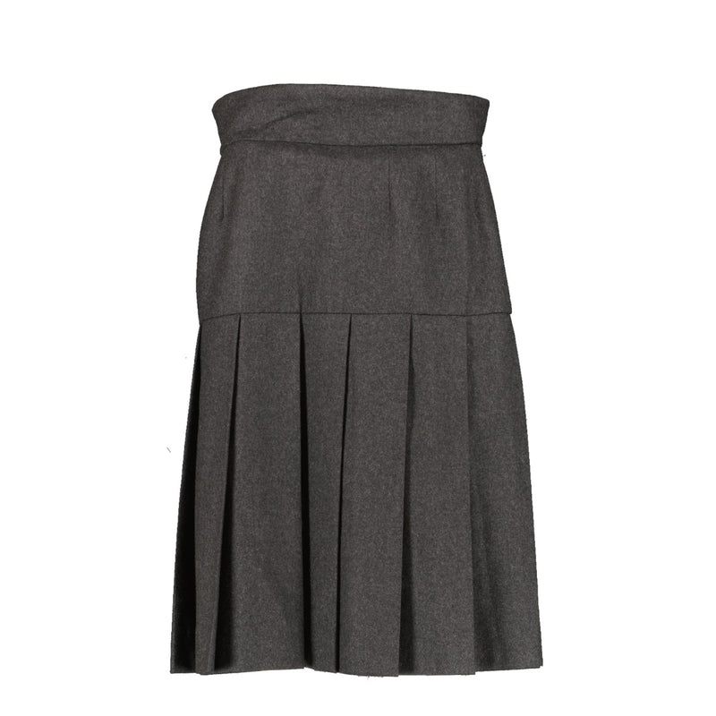 Chanel Vintage Grijze Wollen Geplooide Rok