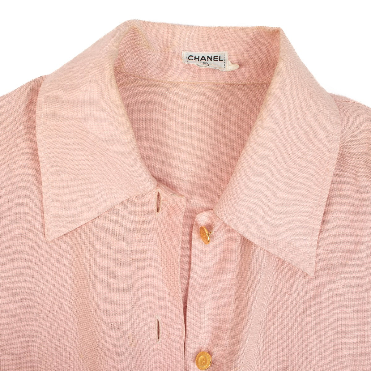 Chanel Vintage Pink Cotton CC Oversized Shirt
