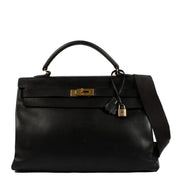 Hermès Kelly 40 Black Ardennes GHW