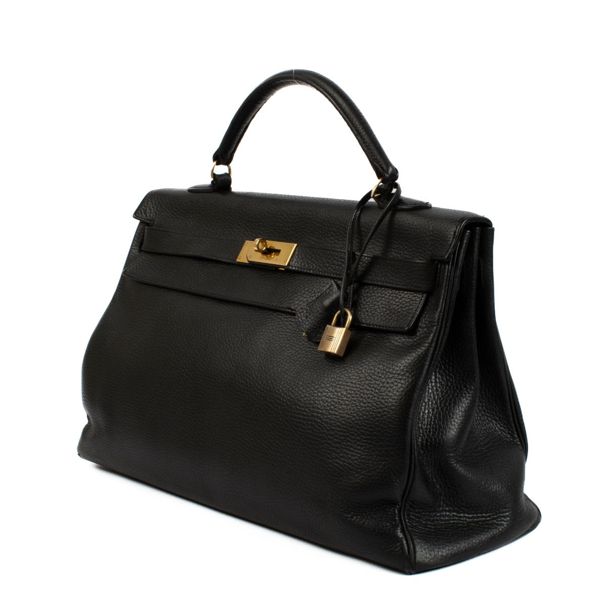 1989 Vintage Hermès Kelly 40 Black Ardennes on www.labellov.com