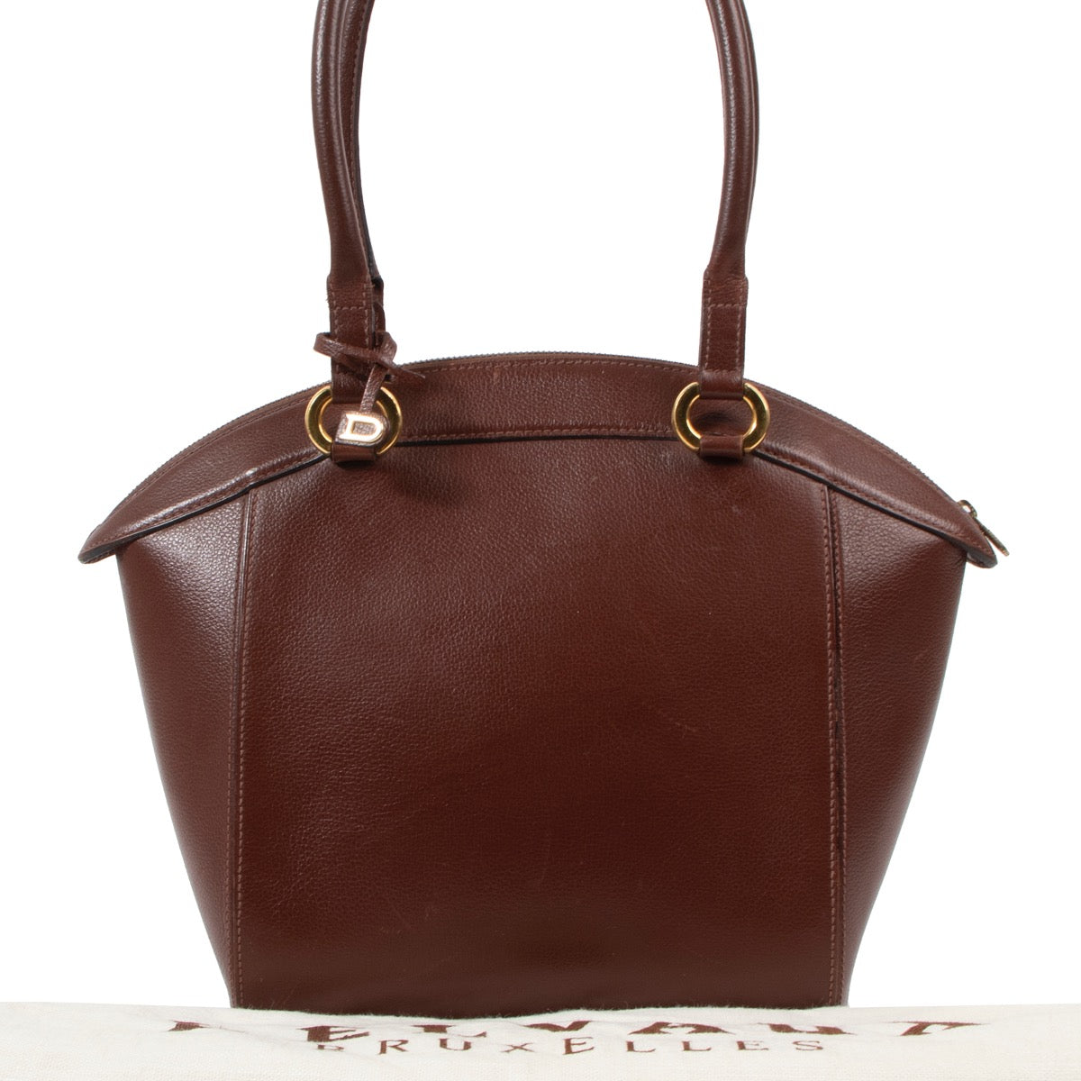 Shop safe online at Labellov in Antwerp this 100% authentic second hand Delvaux Brown Leather Charme Top Handle