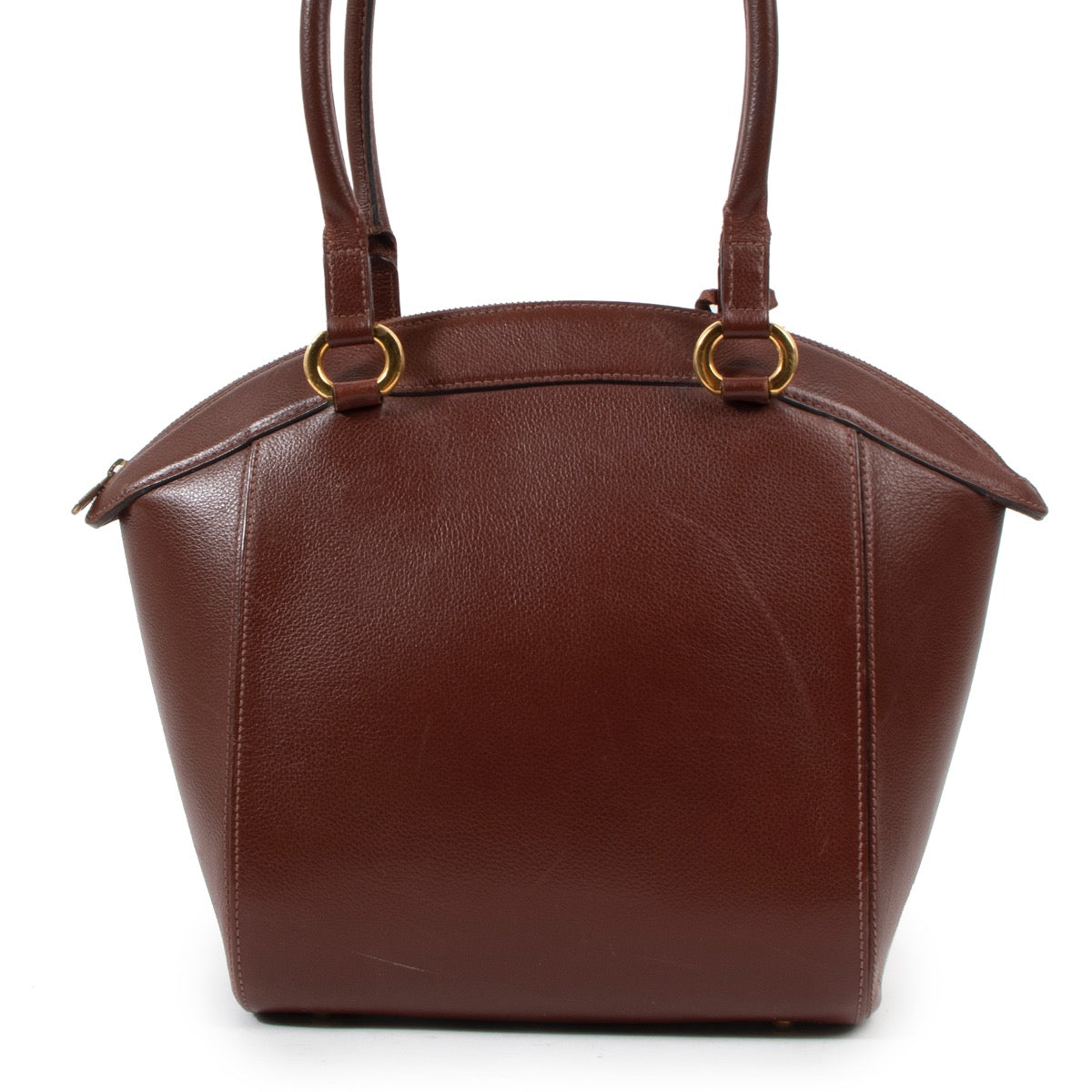 Shop safe online at Labellov in Antwerp this 100% authentic second hand Delvaux Brown Leather Charme Top Handle