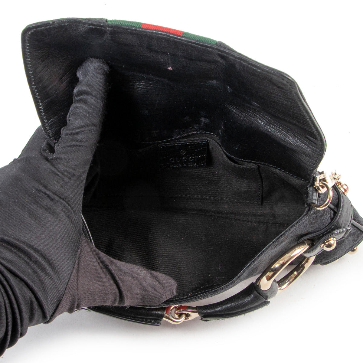 Gucci Zwarte Web Horsebit Mini Schoudertas