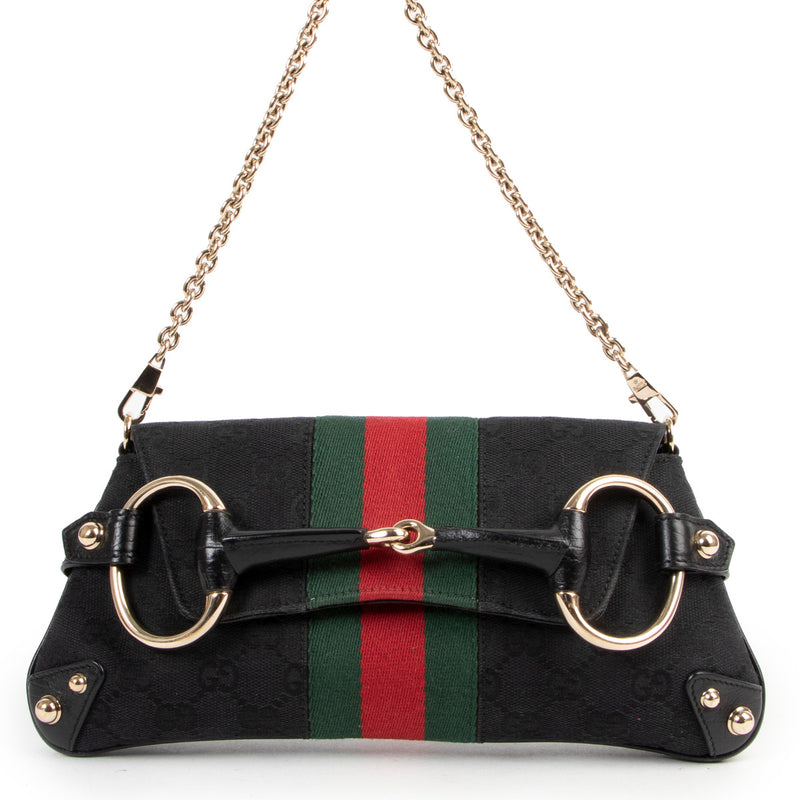 Gucci Zwarte Web Horsebit Mini Schoudertas