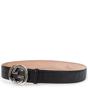 Shop now for your pre-loved, 100% authentic Gucci Black Leather Monogram GG Buckle Belt, at Labellov.