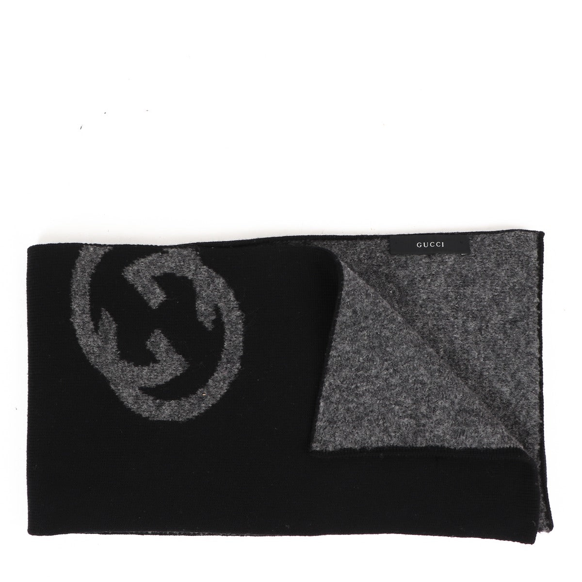 Buy an authentic second-hand Gucci Black Grey Wool Nylon Scarf in very good condition at Labellov in Antwerp in very good condition.