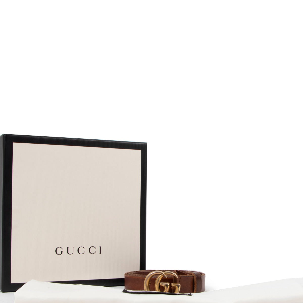 Ceinture fine Gucci GG Marmont marron - Taille 80