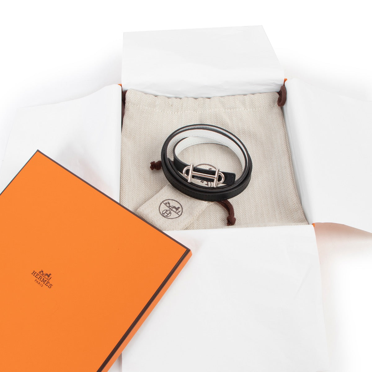 shop safe online buy 100% authentic Hermès Gamma Black Swift/White Epsom Reversible Belt at labellov
