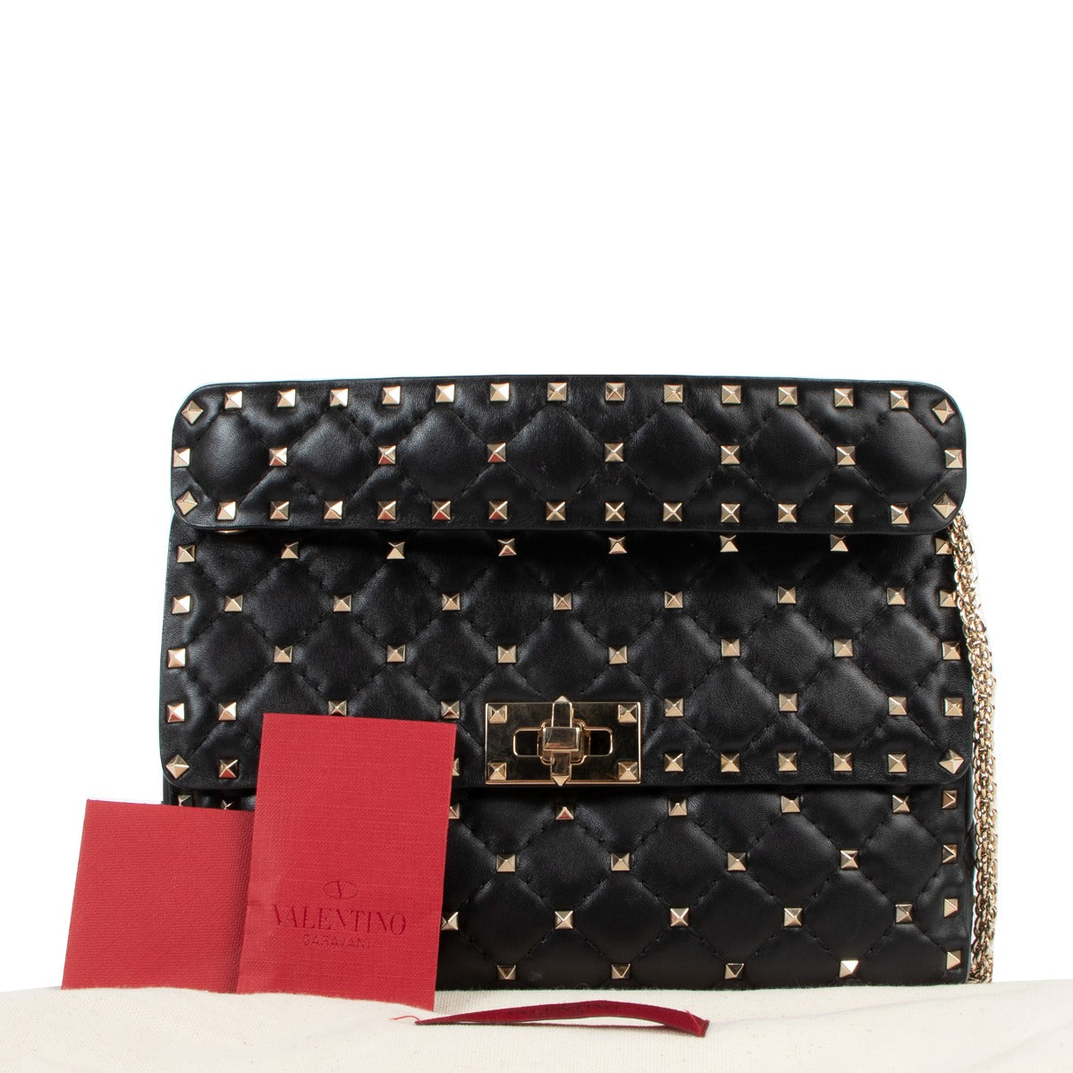 Valentino Garavani Black Medium Rockstud Spike Nappa Leather Bag