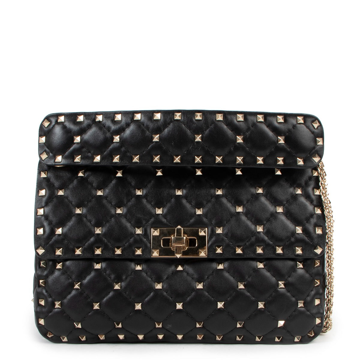 Valentino Garavani Black Medium Rockstud Spike Nappa Leather Bag