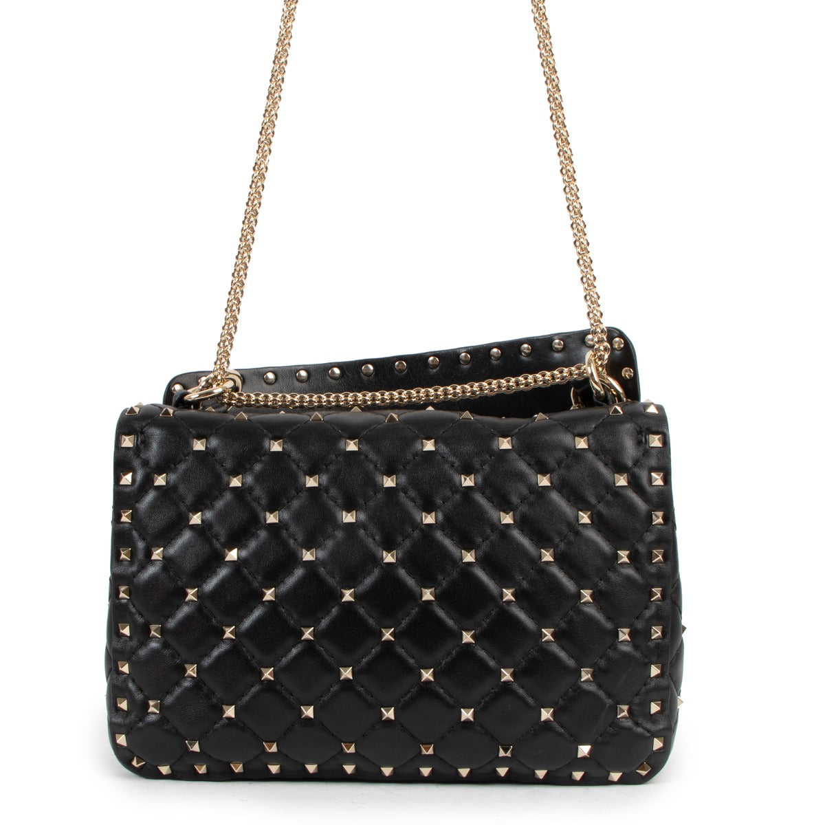 Valentino Garavani Black Medium Rockstud Spike Nappa Leather Bag
