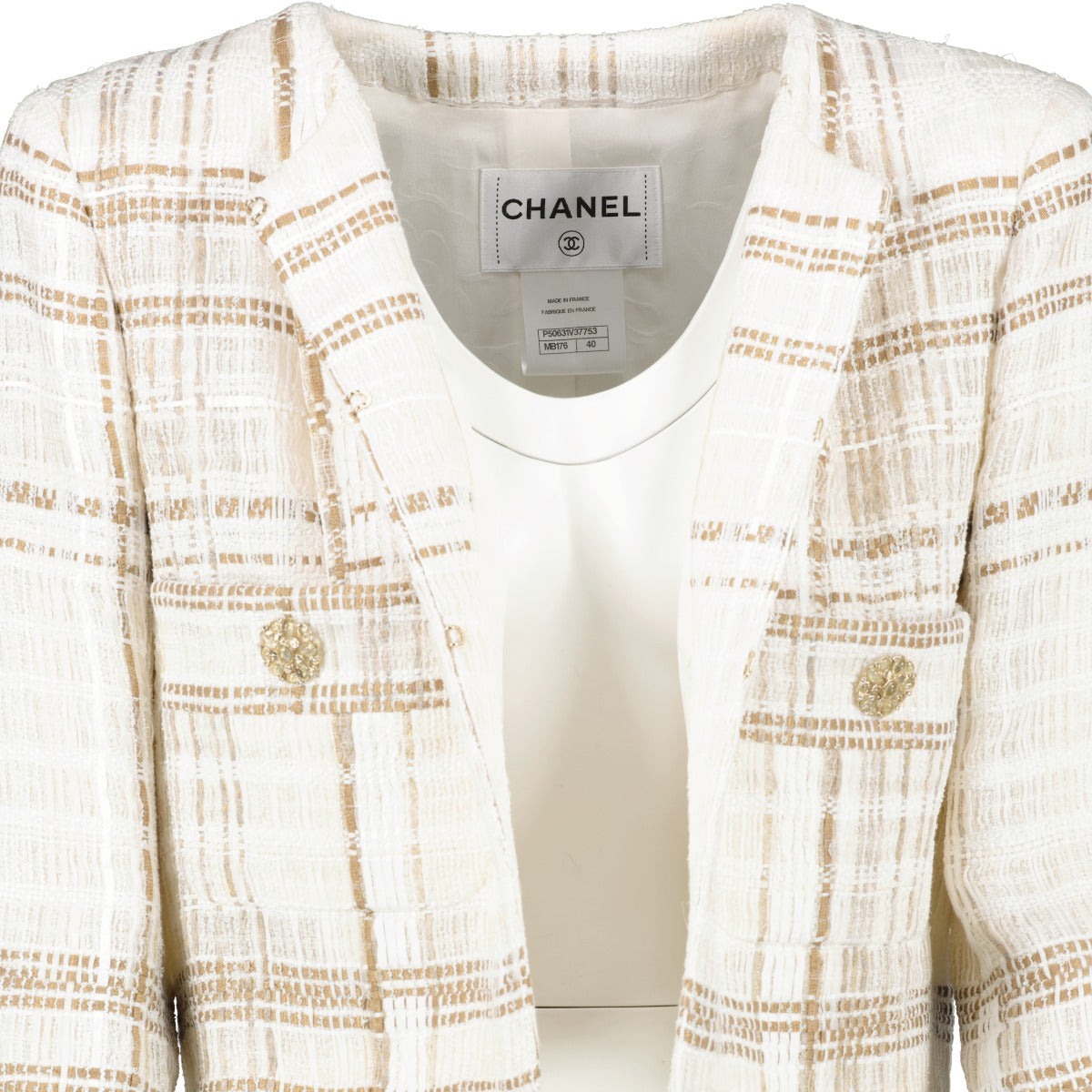 Chanel 15C Paris-Dubai Tweed Jewel Button Cropped Jacket