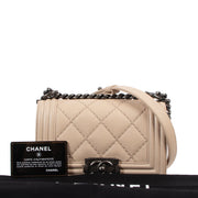 Chanel Beige Quilted Calfskin Mini Boy Bag
