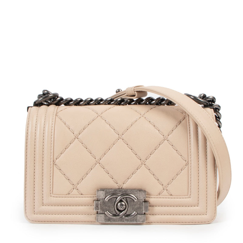 Chanel Beige Quilted Calfskin Mini Boy Bag