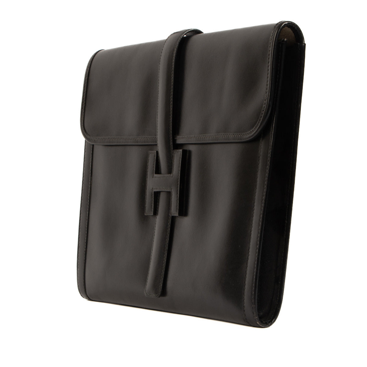 Hermès Black Box Leather Jige GM Clutch