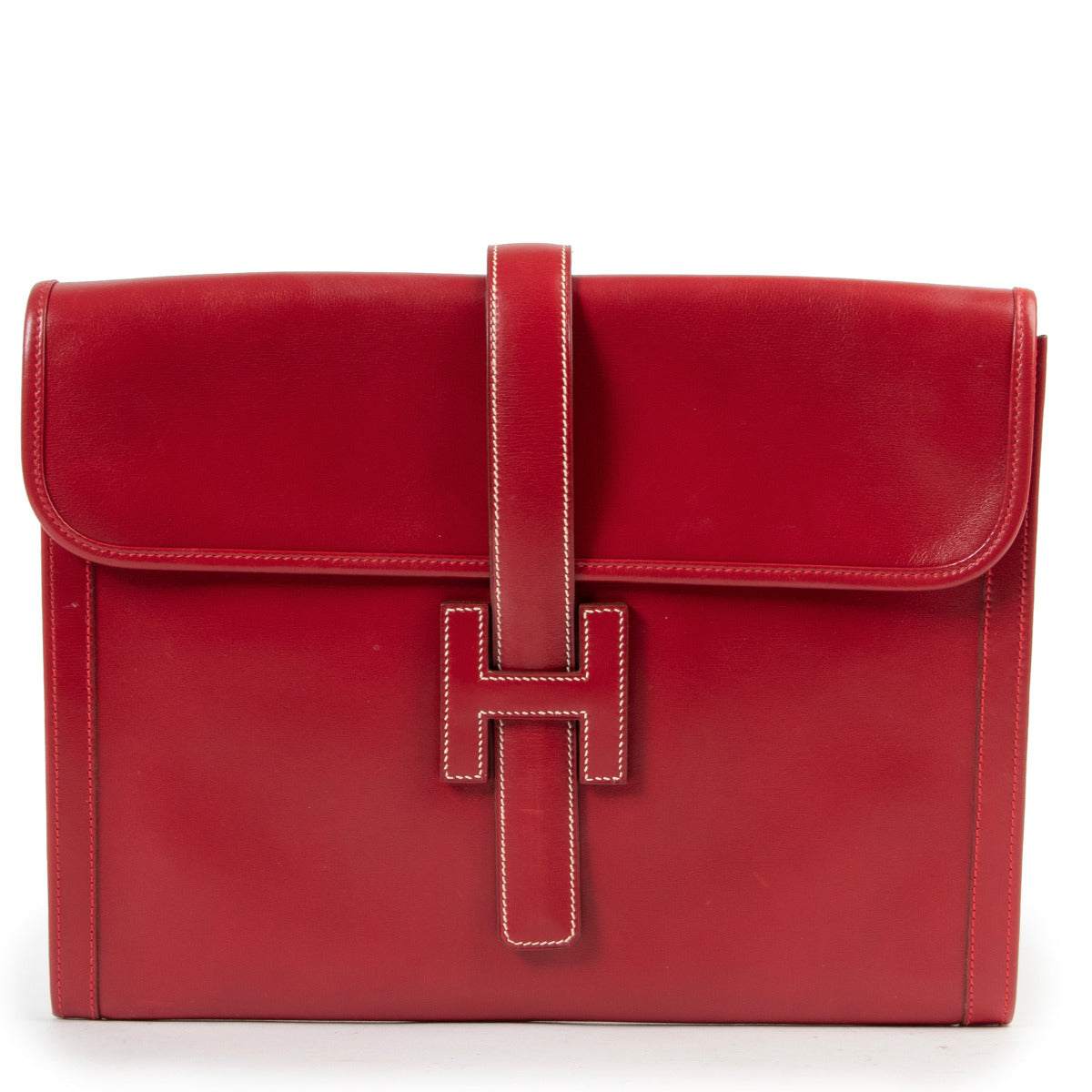 Hermes Vintage Bordeaux Box Jige GM Clutch