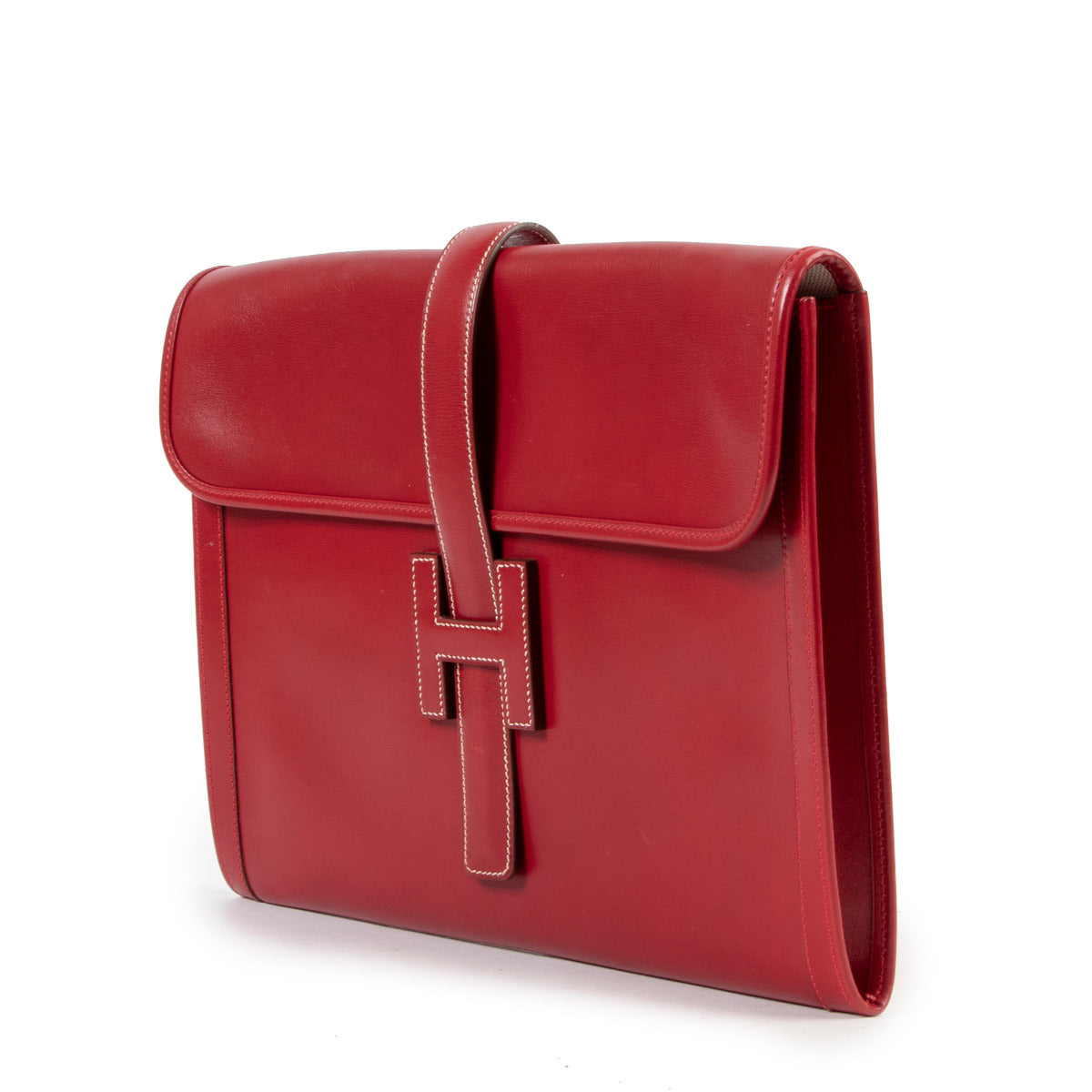 Hermes Vintage Bordeaux Box Jige GM Clutch