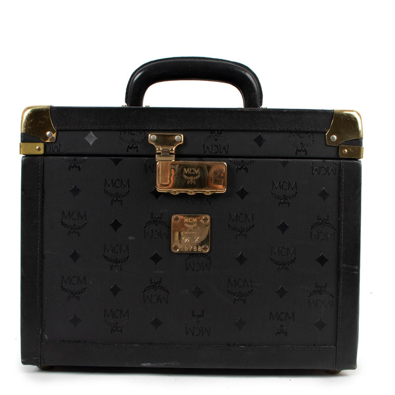MCM Black Visetos Vintage Beauty Case Cosmetic Trunk