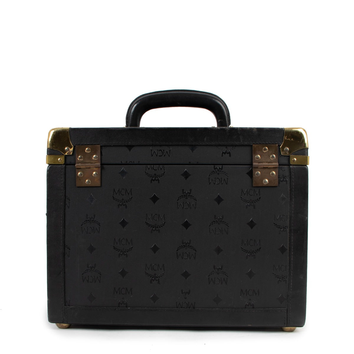 MCM Black Visetos Vintage Beauty Case Cosmetic Trunk