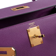 hermes kelly 28 epsom purple anemone gold hardware