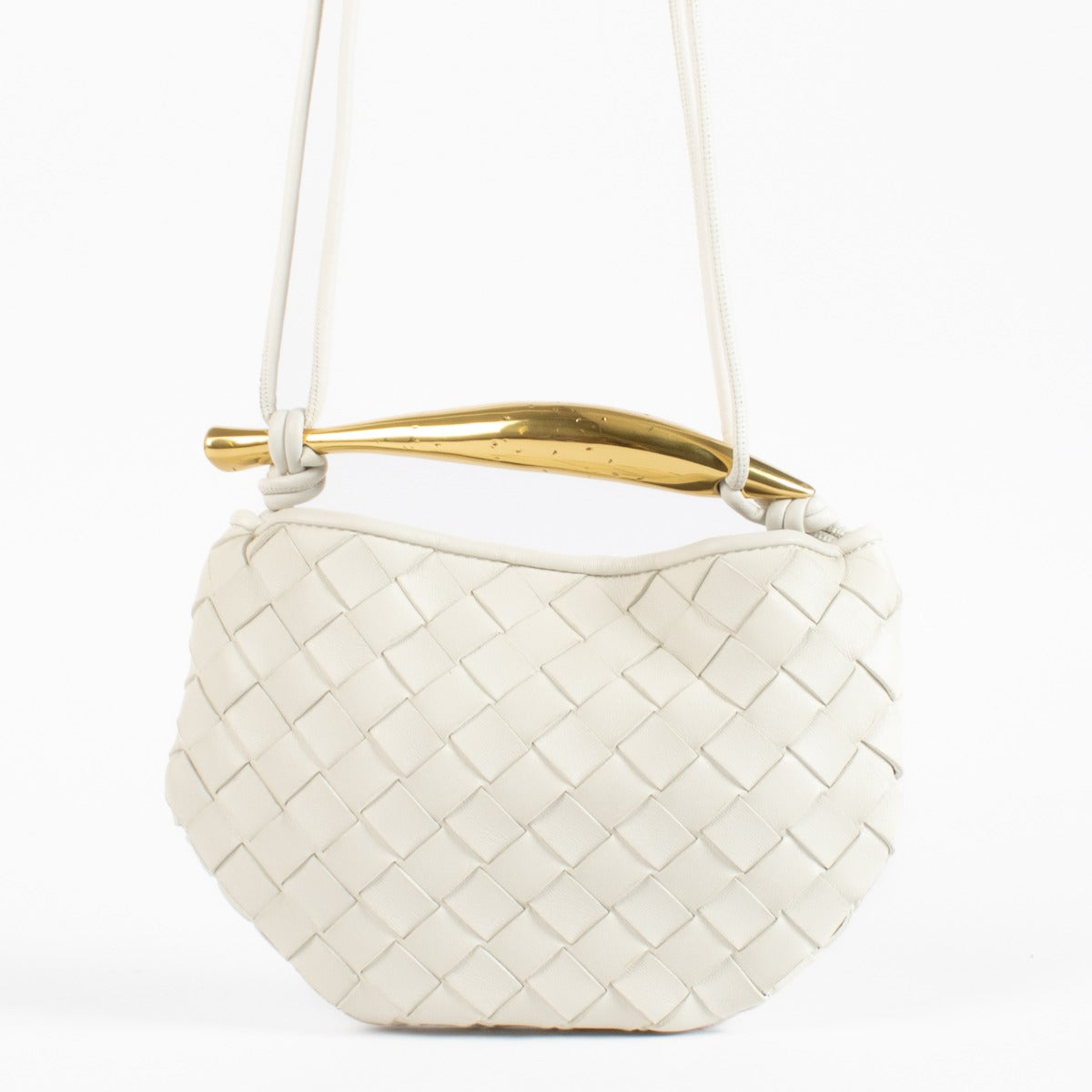 Authentic pre-loved Bottega Veneta White Baby Sardine Bag on Labellov.com