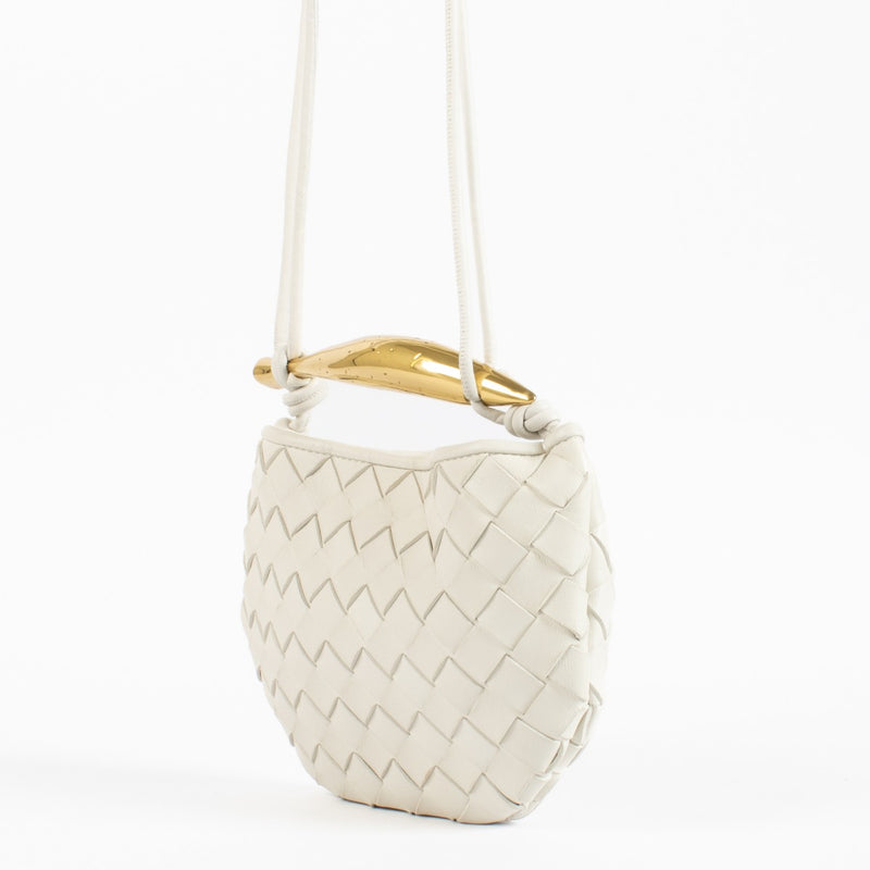 Authentic pre-loved Bottega Veneta White Baby Sardine Bag on Labellov.com