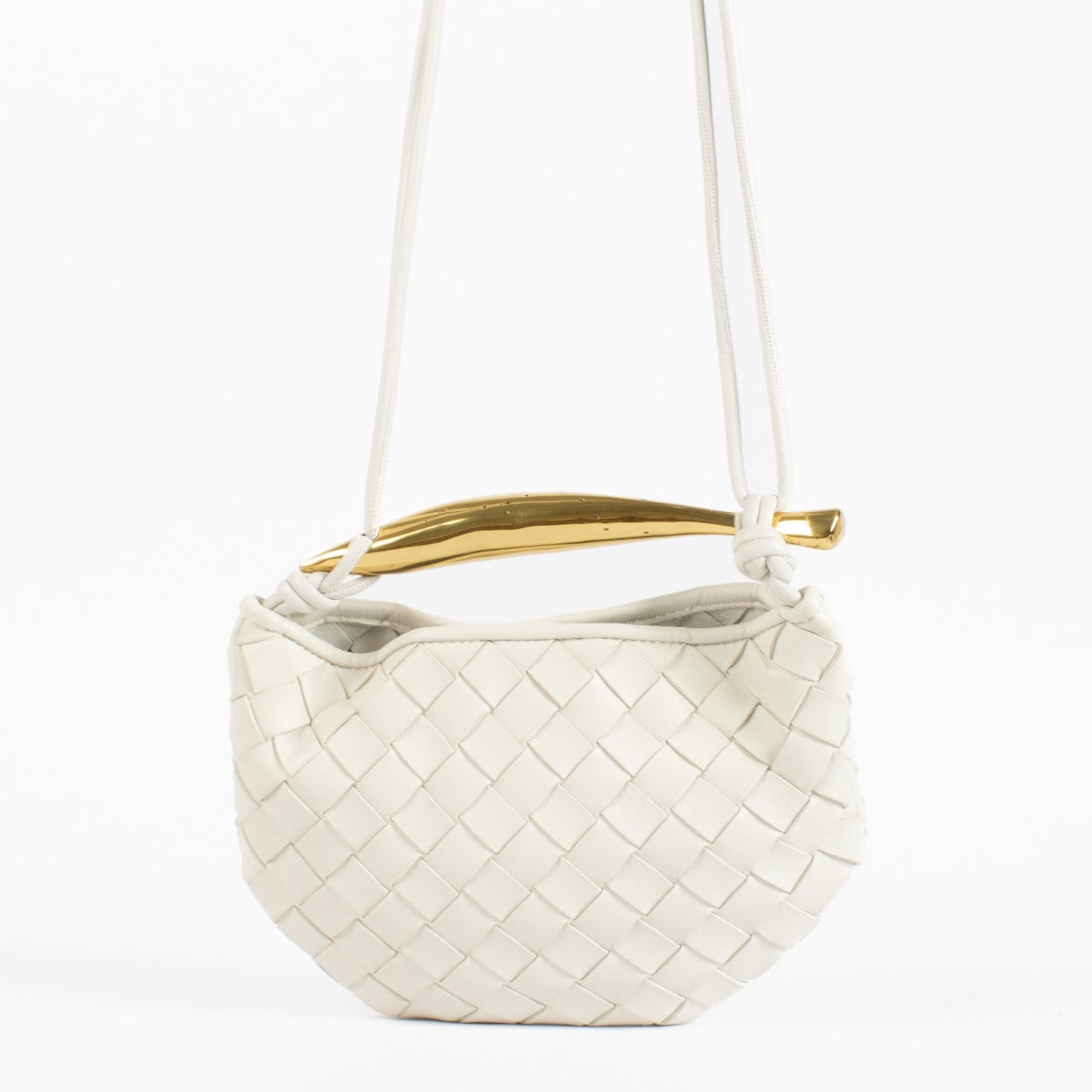 Authentic pre-loved Bottega Veneta White Baby Sardine Bag on Labellov.com