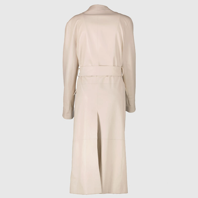 The Row Lente 2016 Witte Leren Jumo Coat met Ceintuur - Maat S