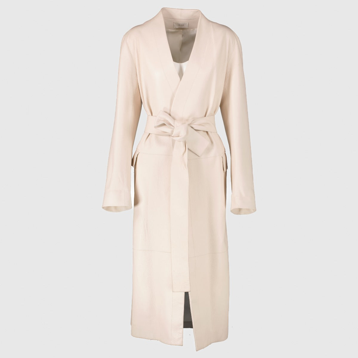 The Row Lente 2016 Witte Leren Jumo Coat met Ceintuur - Maat S