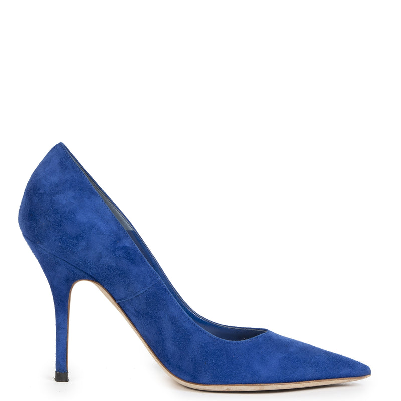 Authentieke Tweedehands Dior Blue Suede Pumps - Size 38 juiste prijs veilig online shoppen luxe merken webshop winkelen Antwerpen België mode fashion
