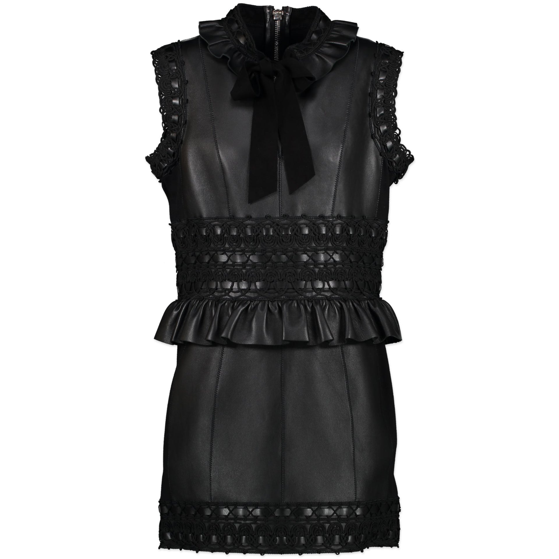 Dsuared2 Black Leather Mini Dress - It size 44 shop safe online