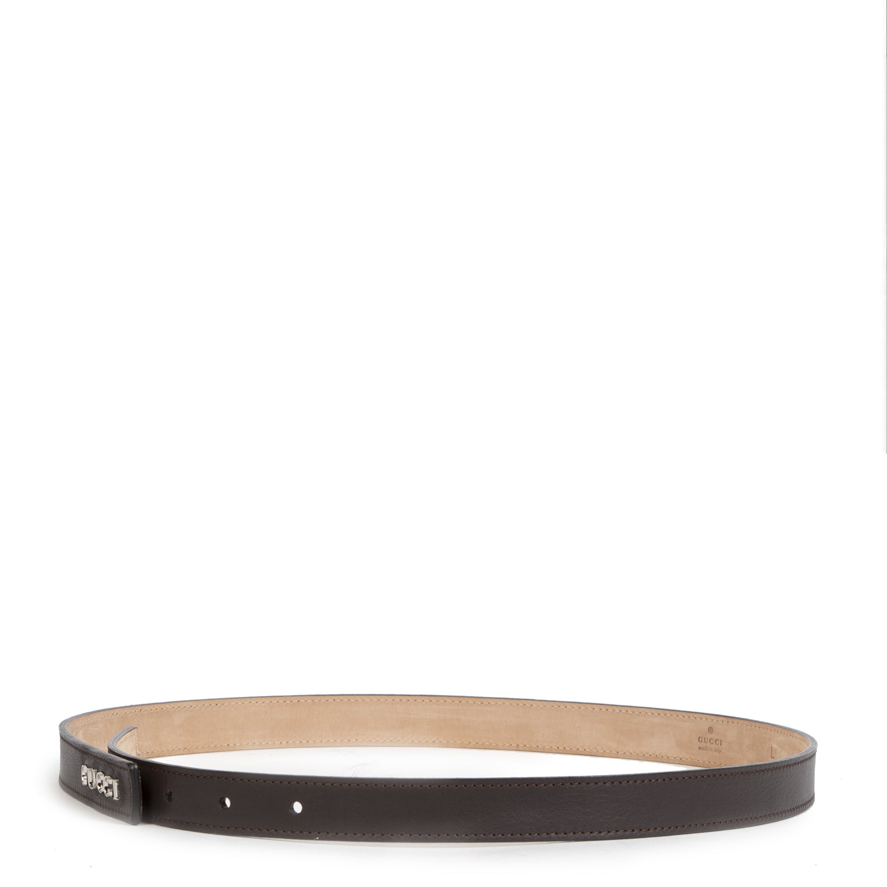 Authentique seconde-main vintage Gucci Brown Belt Logo - Size L achète en ligne webshop LabelLOV