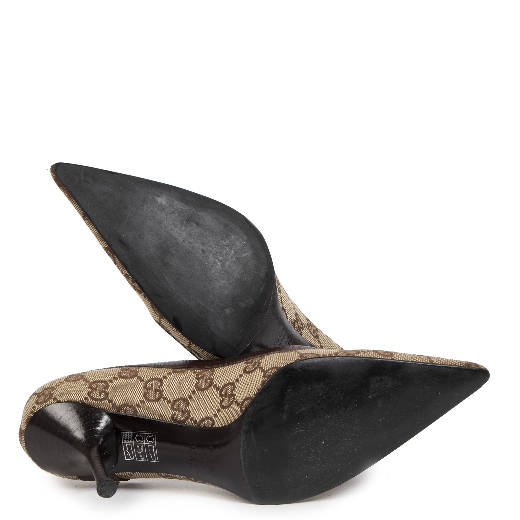 Authentieke tweedehands vintage Gucci Monogram Pumps- Size 37,5 koop online webshop LabelLOV