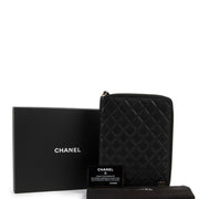 Chanel Black Caviar Quilted Zip Around Notebook Agenda Cover