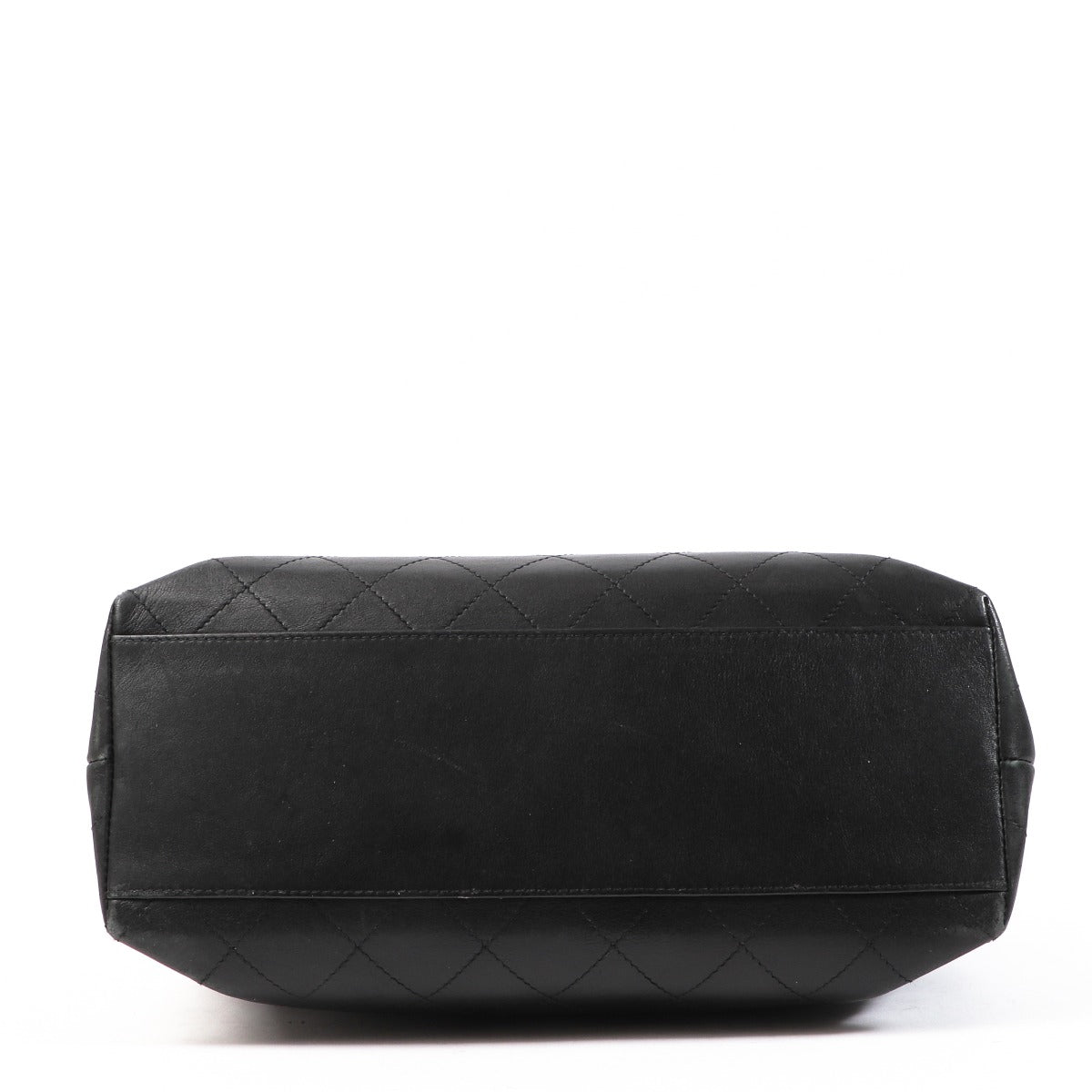 Sac Cabas Vintage Chanel en Cuir de Veau Matelassé Noir