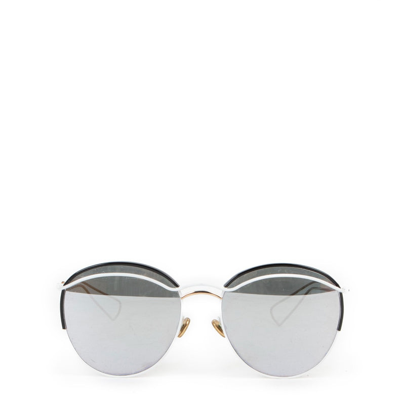Buy online authentic second hand Christian Dior White Dioround Sunglasses in very good condition at Labellov in Antwerp.