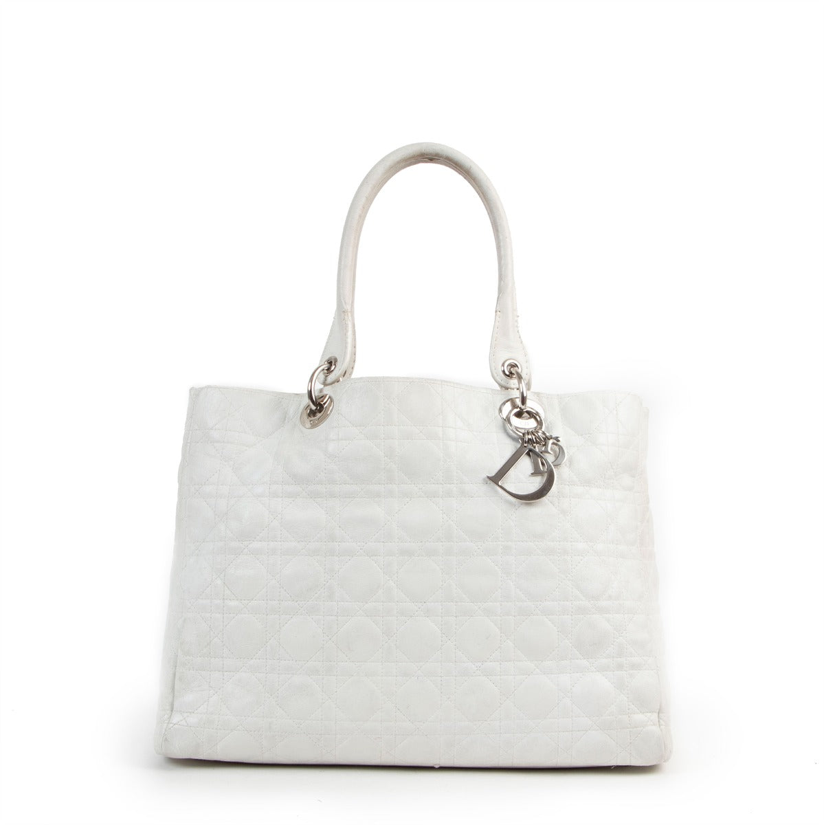 Shop safe online at Labellov in Antwerp this 100% authentic second hand Christian Dior White Lady Dior Soft Tote Shoulder Bag