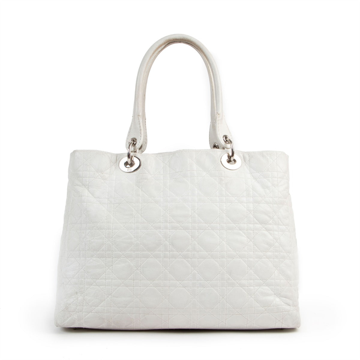 Shop safe online at Labellov in Antwerp this 100% authentic second hand Christian Dior White Lady Dior Soft Tote Shoulder Bag