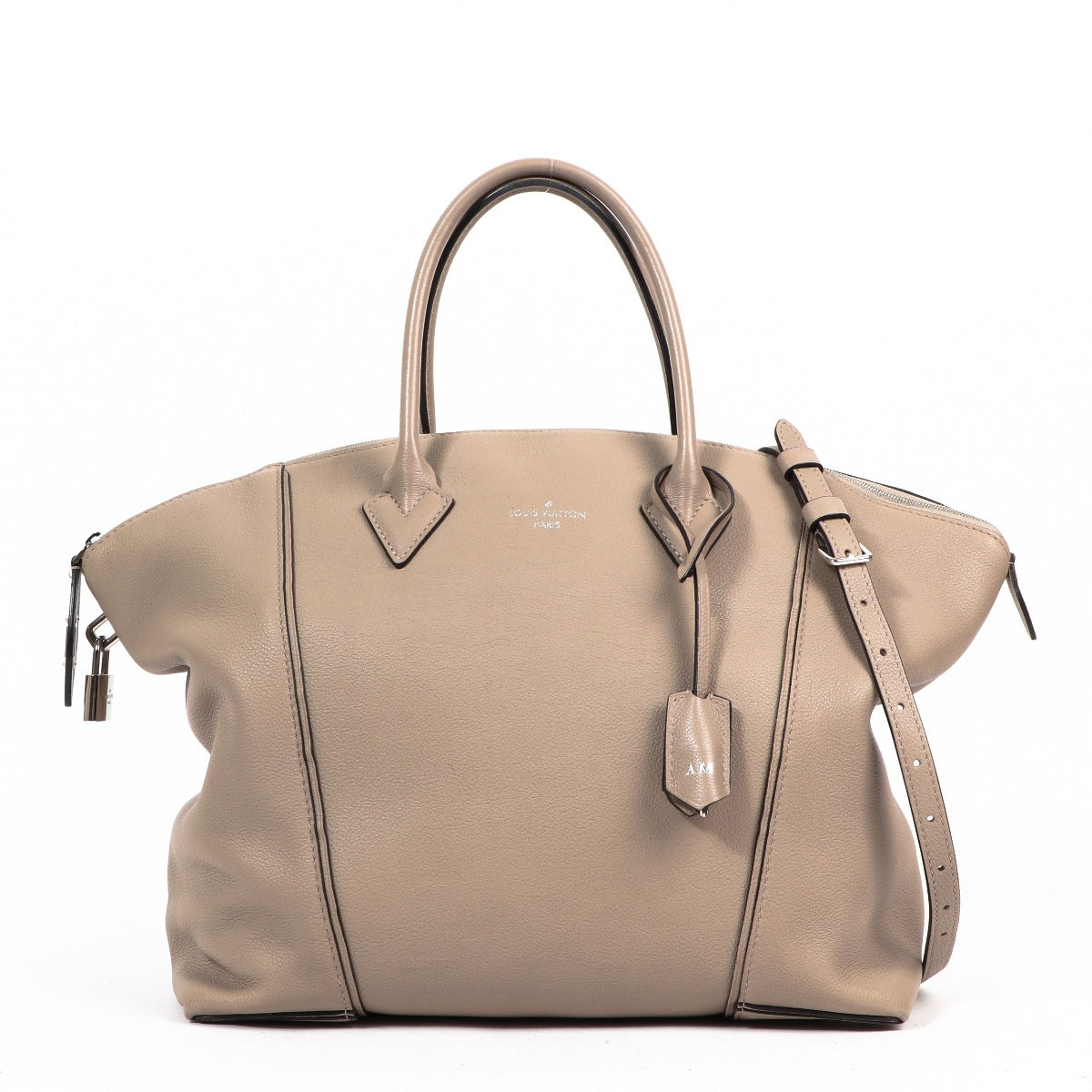 Buy an authentic Louis Vuitton Grey Calf Leather Lock It Top handle Bag at Labellov in Antwerp.