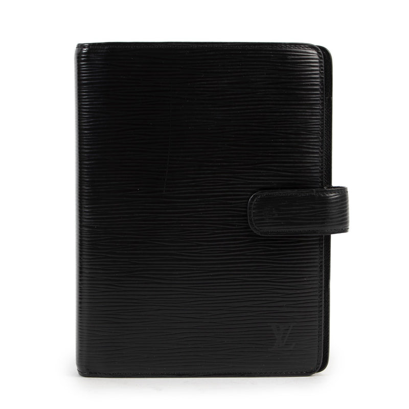 Louis Vuitton Zwarte Epi Medium Agenda-omslag