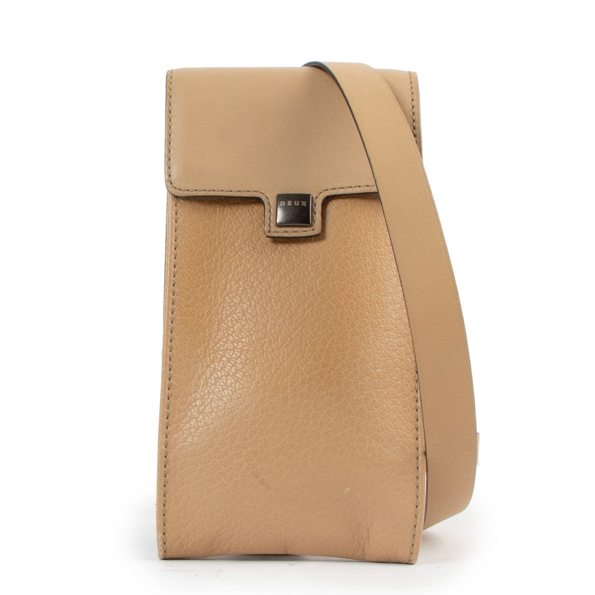 Deux de Delvaux Sand Leather Smartphone Holder